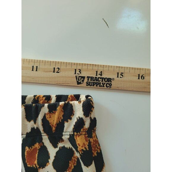 Park Avenue Leopard Print Bell Bottom Flare Pants L Pull On Elastic Waist - Picture 7 of 11